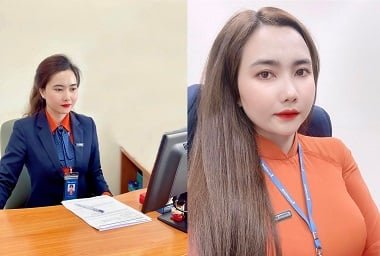 Nhân viên ngân hàng ngoan ngoãn thực hiện dịch vụ khách hàng